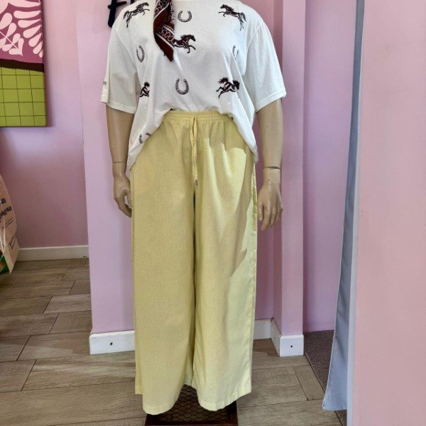 Producto - Pantalon de lino amarillo 7193 - 0