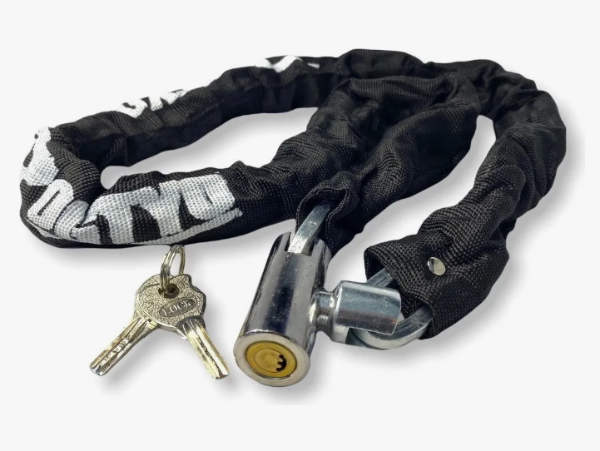 Producto - Linga Cadena Eslabones De Hierro Con Funda y Llave para Moto Bici 90 cm