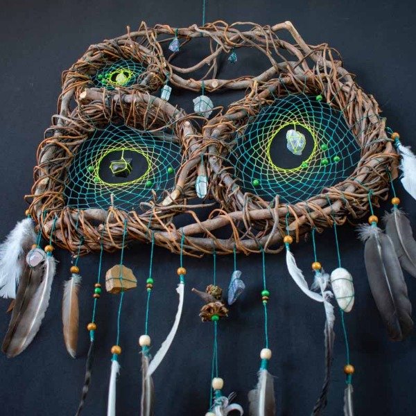Producto - Atrapasueños verde bosque: talismán chamánico regalo cumpleaños, Día del Padre