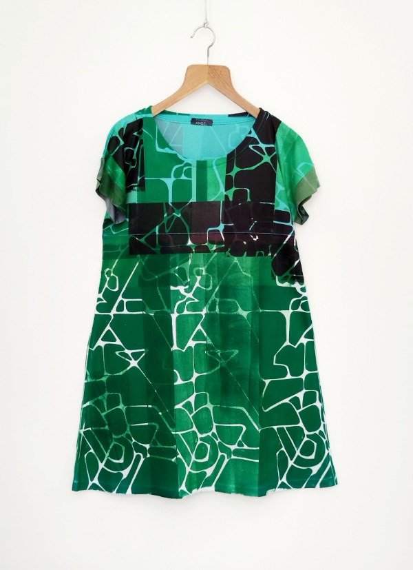 Producto - Vestido -estampa Orgánica en verde y negro-