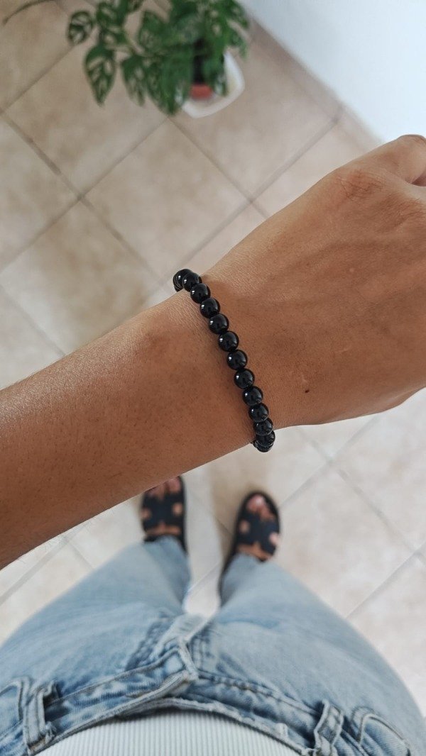 Producto - PULSERA ELÁSTICA ÁGATA NEGRA. 6MM. PIEDRA NATURAL