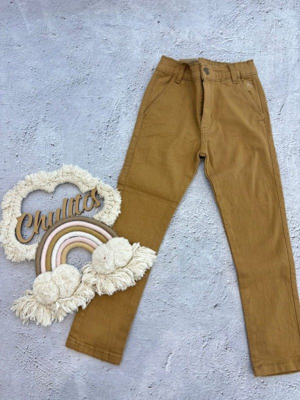 Producto - Pantalon gabardina chupin mostaza niño