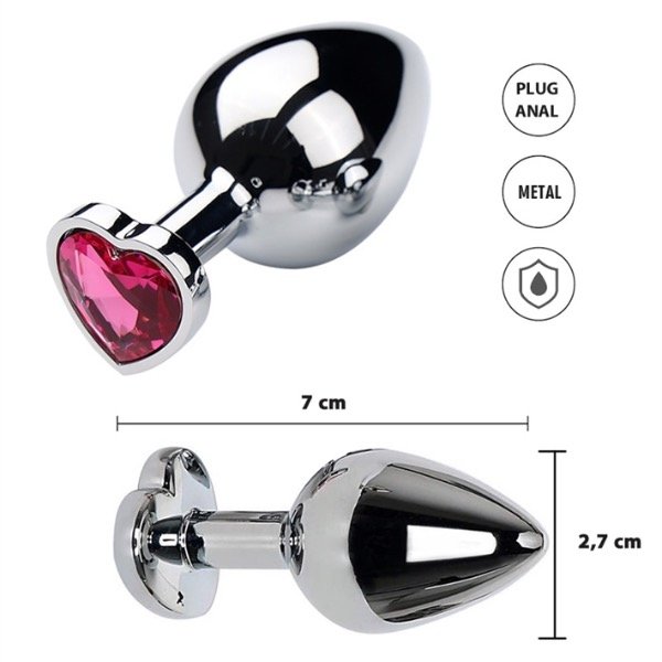 Producto - Plug anal joya roja con forma de corazon talle S