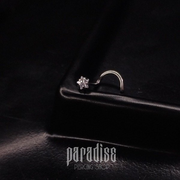 Producto - Nostril Curvo Cristal Zirconia Engarzado Estrella Blanco