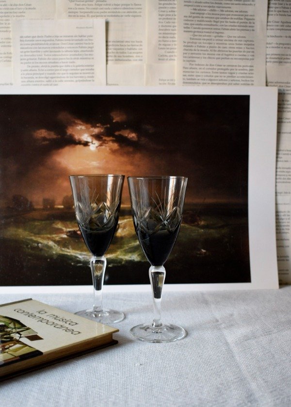 Producto - 70s Set de 2 copas de cristal tallado color oscuro