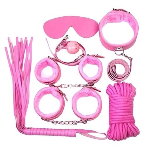 Producto - KIT BDSM 7 PIESZAS ECO CUERO COLOR ROSA INFARTA FETISH
