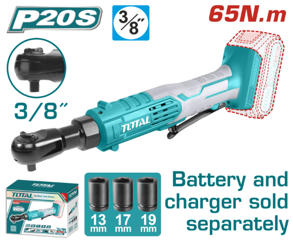Producto - Llave Criquet Inalámbrica 20V 3/8" 65Nm TOTAL TDRLI2060151