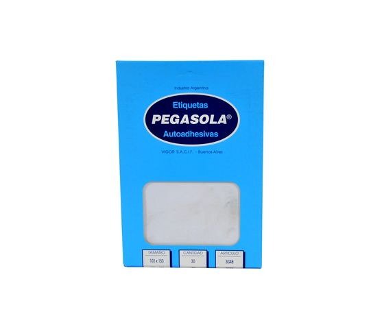 Producto - ETIQUETA AUTOADHESIVA BLANCA 103X153MM CAJA 1 UNIDAD X30 HOJAS PEGASOLA