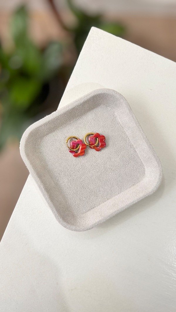 Producto - Aros Flor mediana fucsia/naranja