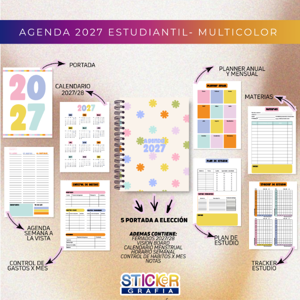 Producto - Agenda 2027 Estudiantil Multicolor