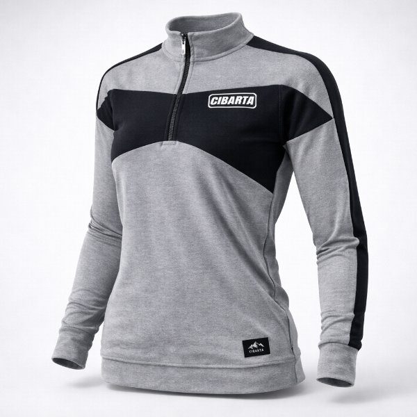 Producto - Buzo medio cierre Canguro Cibarta FZE GRIS Y NEGRO