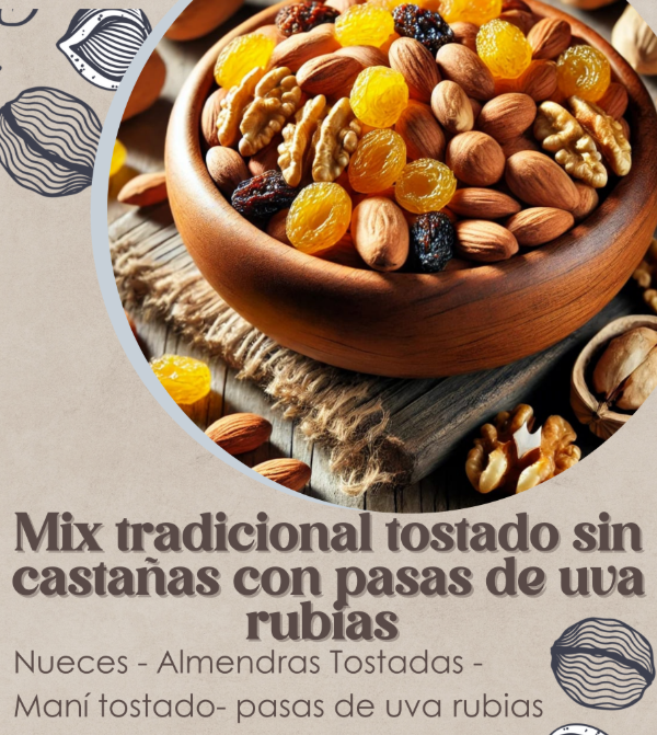 Producto - Mix tradicional tostado sin castañas con pasas de uva rubia
