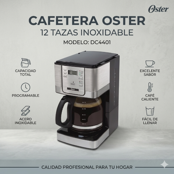 Producto - CAFETERA OSTER 12 TAZAS INOXIDABLE DC4401