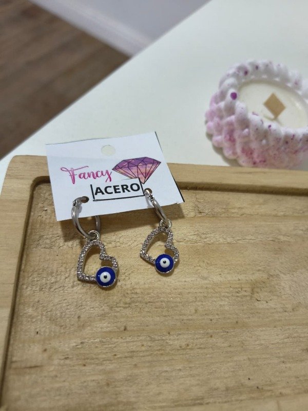 Producto - Argollitas corazon ojo turco
