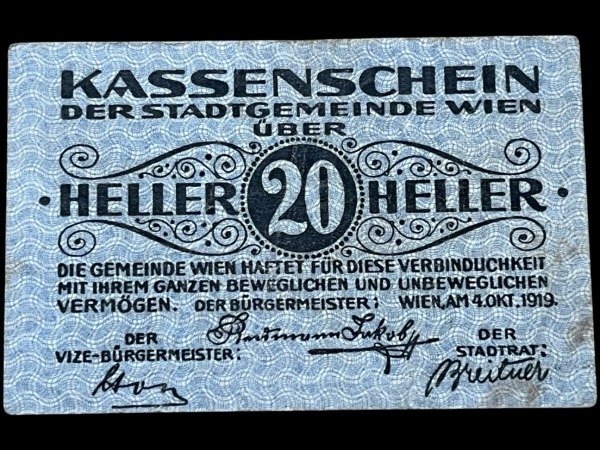 Producto - Austria - Kassenchein (1919) 20 Heller