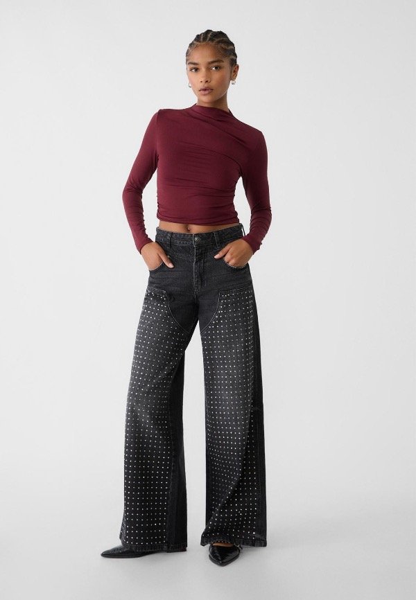 Producto - Jean denim pedrería Stradivarius Talle 36