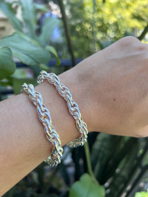 Producto - 2 pulseras turbillon acero blanco