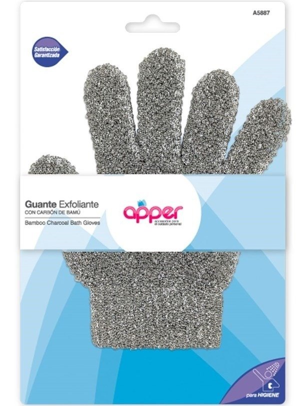 Producto - Apper - Guante Exfoliante Con Carbon De Bambu x 2