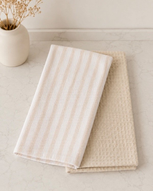 Producto - DÚO DE REPASADORES BEIGE RAYADO