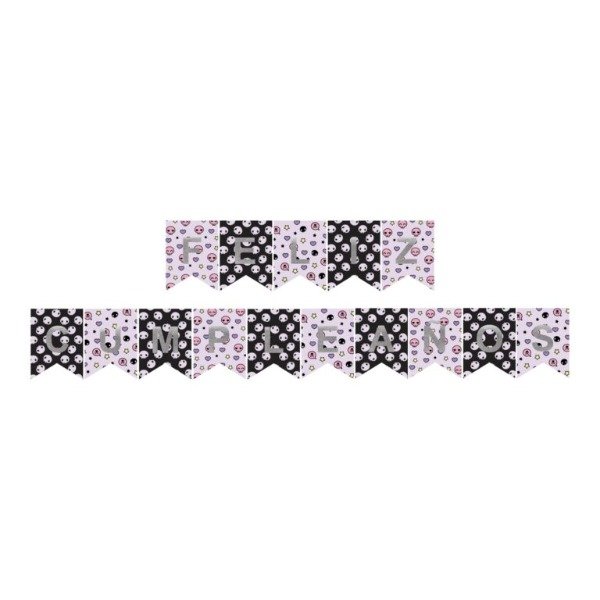 Producto - BANDERIN CALAVERAS NEGRO Y LILA