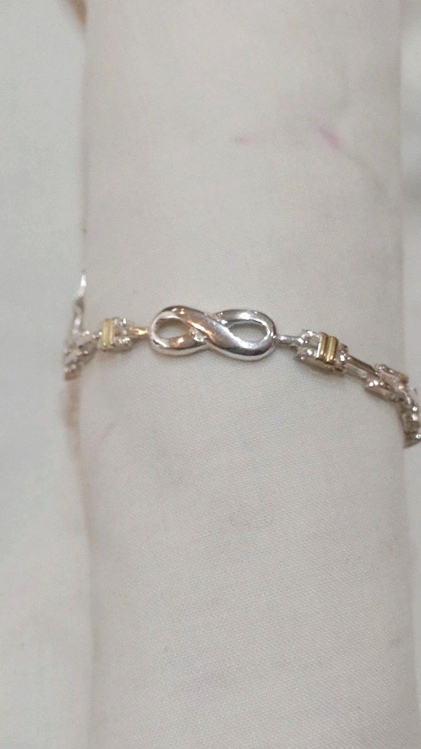 Producto - Pulsera de Plata 925 con oro articulada e infinito grueso