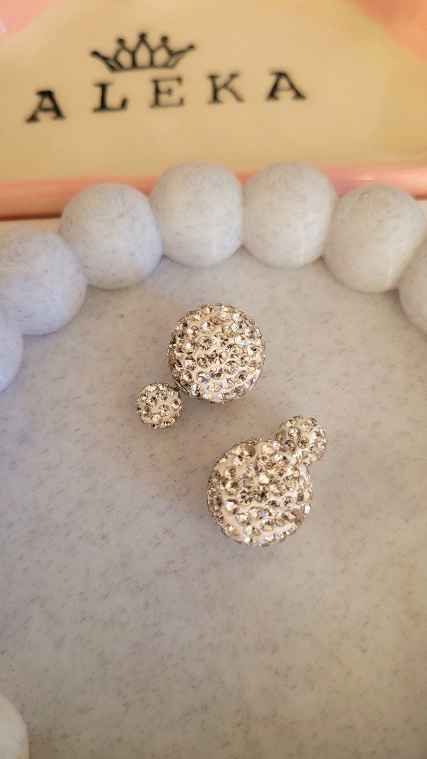 Producto - Aros doble bola de fuego blanco de acero quirúrgico - 2