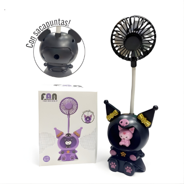 Producto - Mini Ventilador Kuromi Velador y Sacapunta