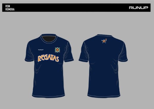 Producto - REMERA AZUL DE ALGODON RUNUP REGATAS NARANJA - RETIRO INMEDIATO.