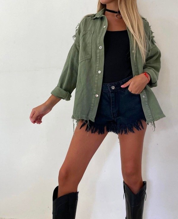 Producto - CAMISACO VERDE MILITAR FLECOS