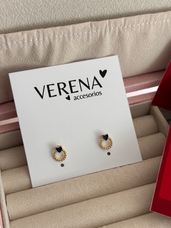 Producto - Aros pasantes minis corazoncitos azules