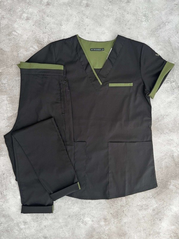 Producto - ROCÍO SPANDEX LIVIANO (Negro detalle Verde Musgo)