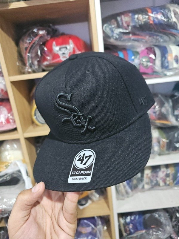 Chicago white sox total black world series 2005 '47 brand snapback — imagen 4