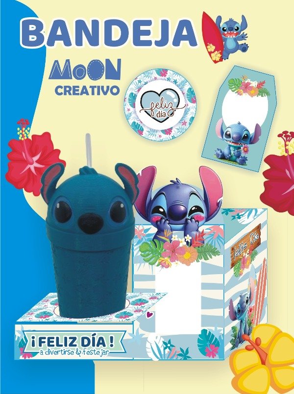 Producto - 2 Bandejas Stitch y Angel Feliz Día