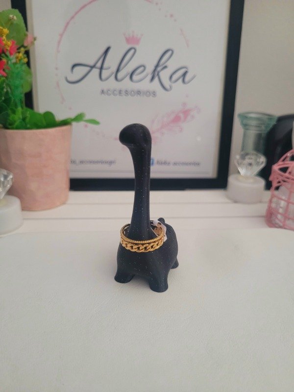 Producto - Dino porta anillos negro glitter