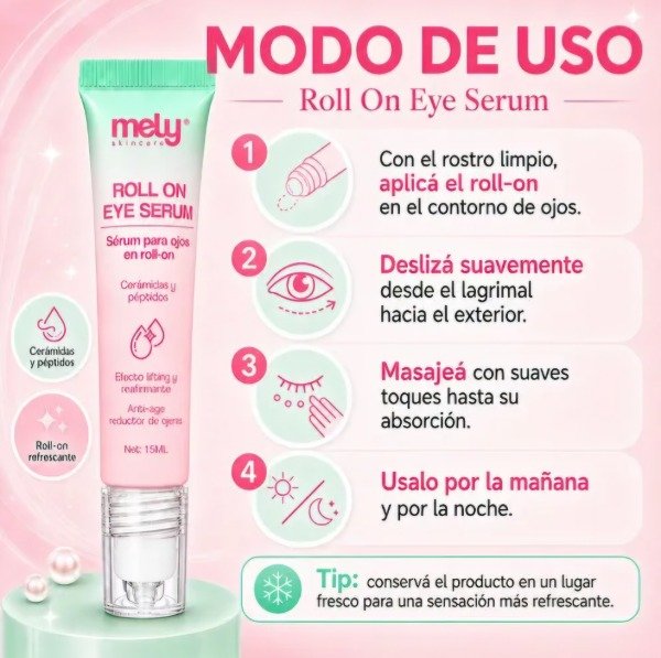 Producto - Contorno de ojos Roll-On Eye Serum ceramidas y peptidos - Mely - 3