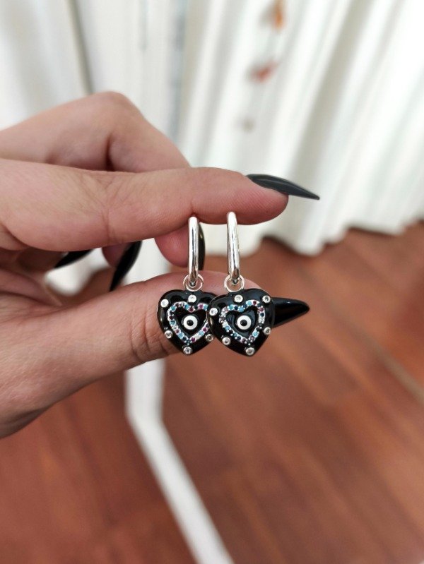 Producto - Argollitas Lucky (negro - acero blanco)