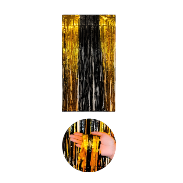 Producto - Cortina metalizada Combinada Oro y Negro