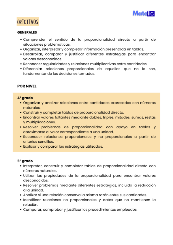 Producto - Proporcionalidad directa - 4to año Matetic - 2