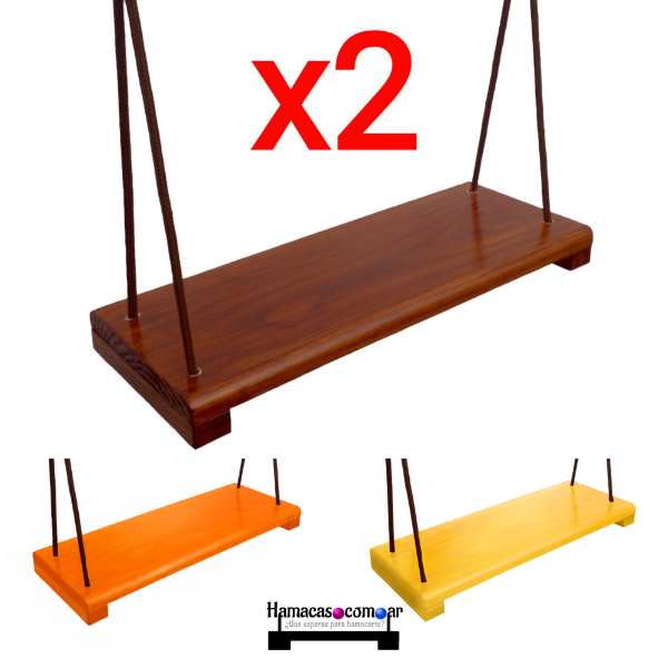 Producto - Hamaca madera reforzada sogas largas color ganchos promo Combo X 2 ENVIO GRATIS