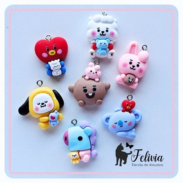 Producto - Dijes Bt21 de resina pack x 7u.