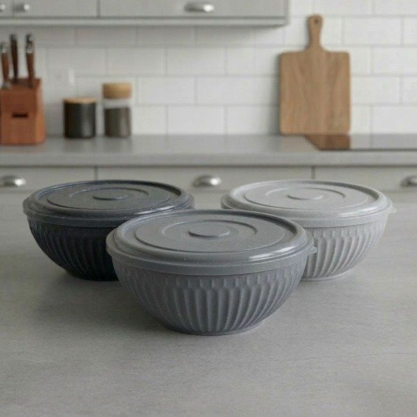 Producto - SET DE ENSALADERA BOWL Y COMPOTERA LINEA GRANITO CON TAPA - 1