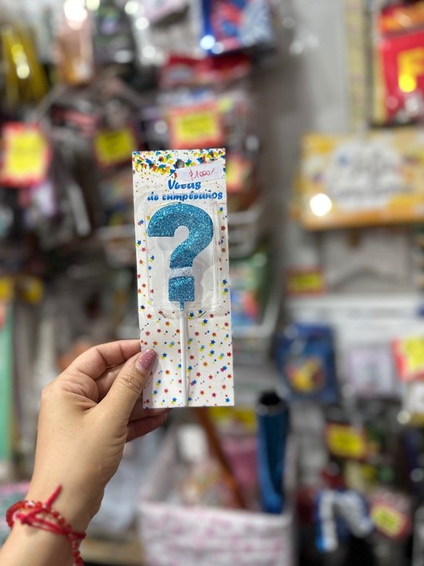 Producto - Vela palito símbolo de pregunta con gibre