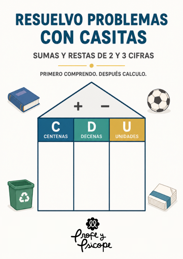 Producto - RESUELVO PROBLEMAS CON CASITAS: SUMAS Y RESTAS DE 2 Y 3 CIFRAS - 0