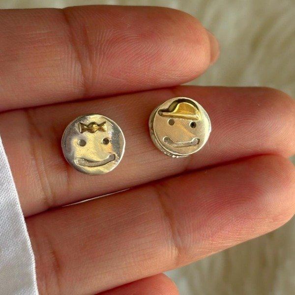 Producto - Dijes cara niños plata y oro (cod.750)