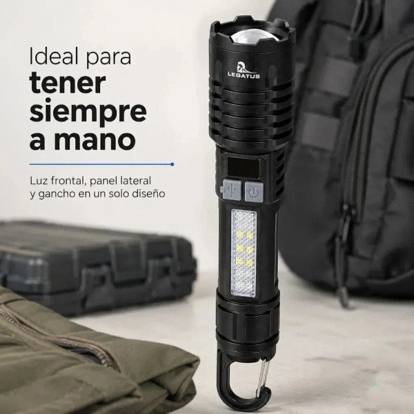 Producto - Linterna Mano Tactica Led P50 Legatus Recargable Display Carga - 7