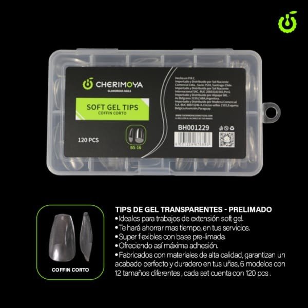 Producto - TIPS SOFT GEL COFFIN CORTA PRELIMADOS CHERIMOYA