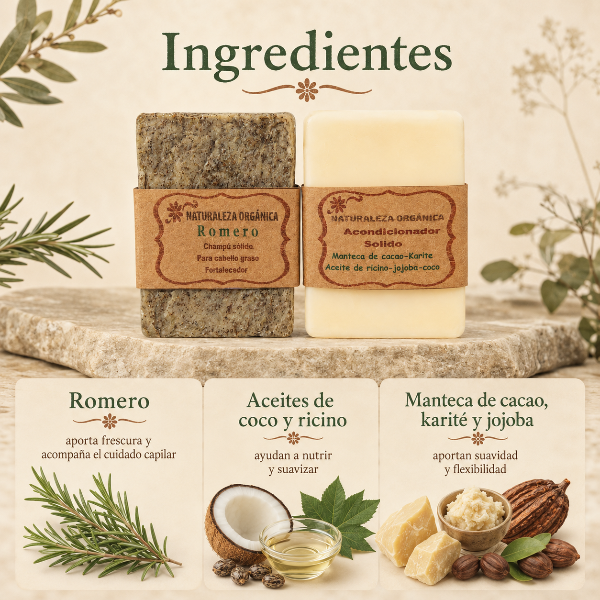 Producto - Champú Sólido de Romero y Acondicionador Sólido - Cuidado Natural de tu Cabello - 2
