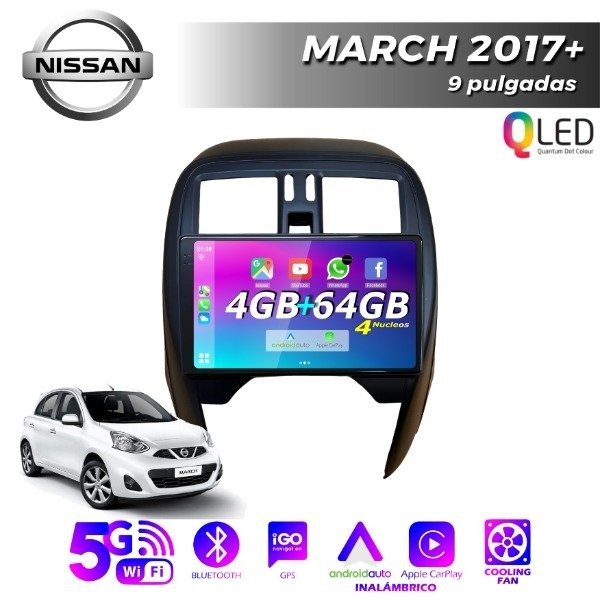 Producto - MULTIMEDIA NISSAN MARCH 2017+ - 4G 64M - 9" CON CAR PLAY Y ANDROID AUTO