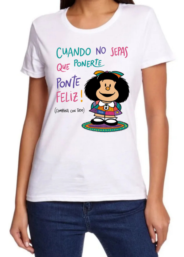 Producto - Remera Mujer Mafalda Ponte Feliz
