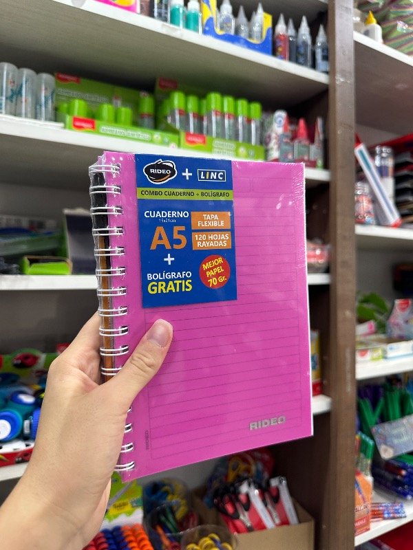 Producto - Cuaderno A5 Rosa Rayado 120 + BOLIGRAFO GRATIS